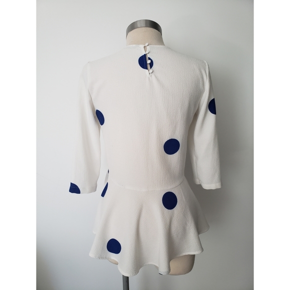 ZARA Basic Polka dot Peplum Blouse - Picture 6 of 8
